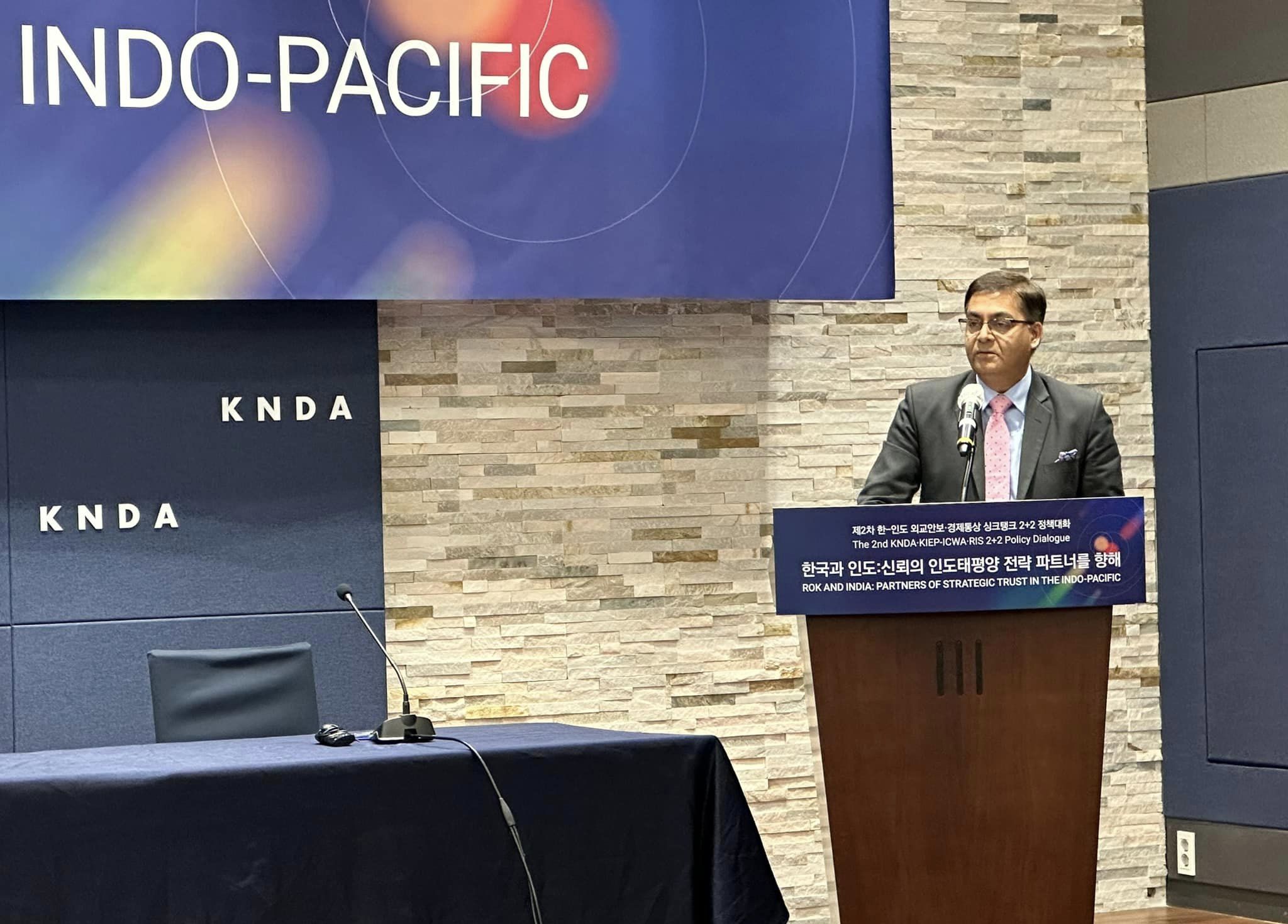 Amb Amit Kumar delivered welcome remarks at the 2nd KNDA / KIEP – ICWA / RIS 2+2 Policy Dialogue held in Seoul